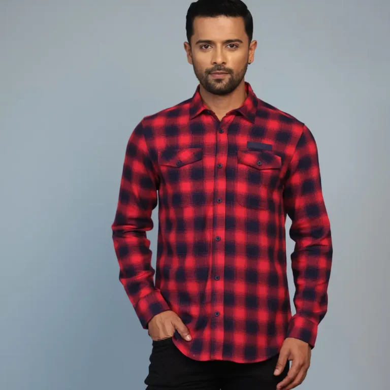 Multi Color Check Shirt Red