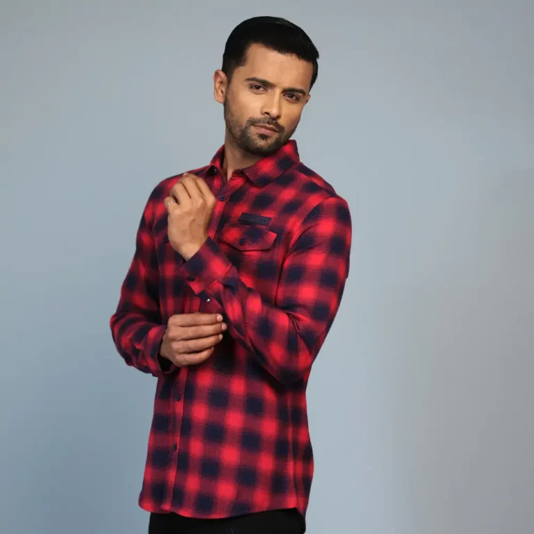 Multi Color Check Shirt Red